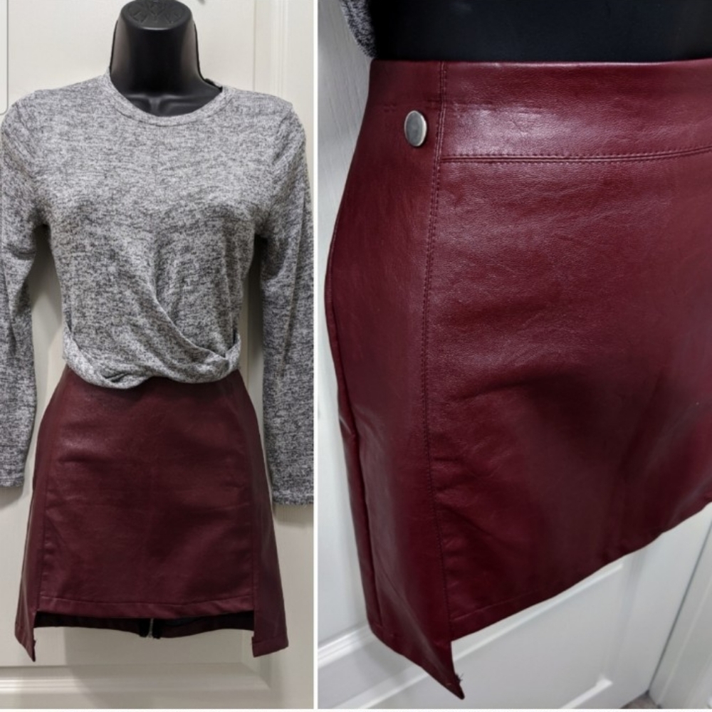 The I-Can't-Believe-it's-Faux Leather Mini Skirt from BLUE BLUSH